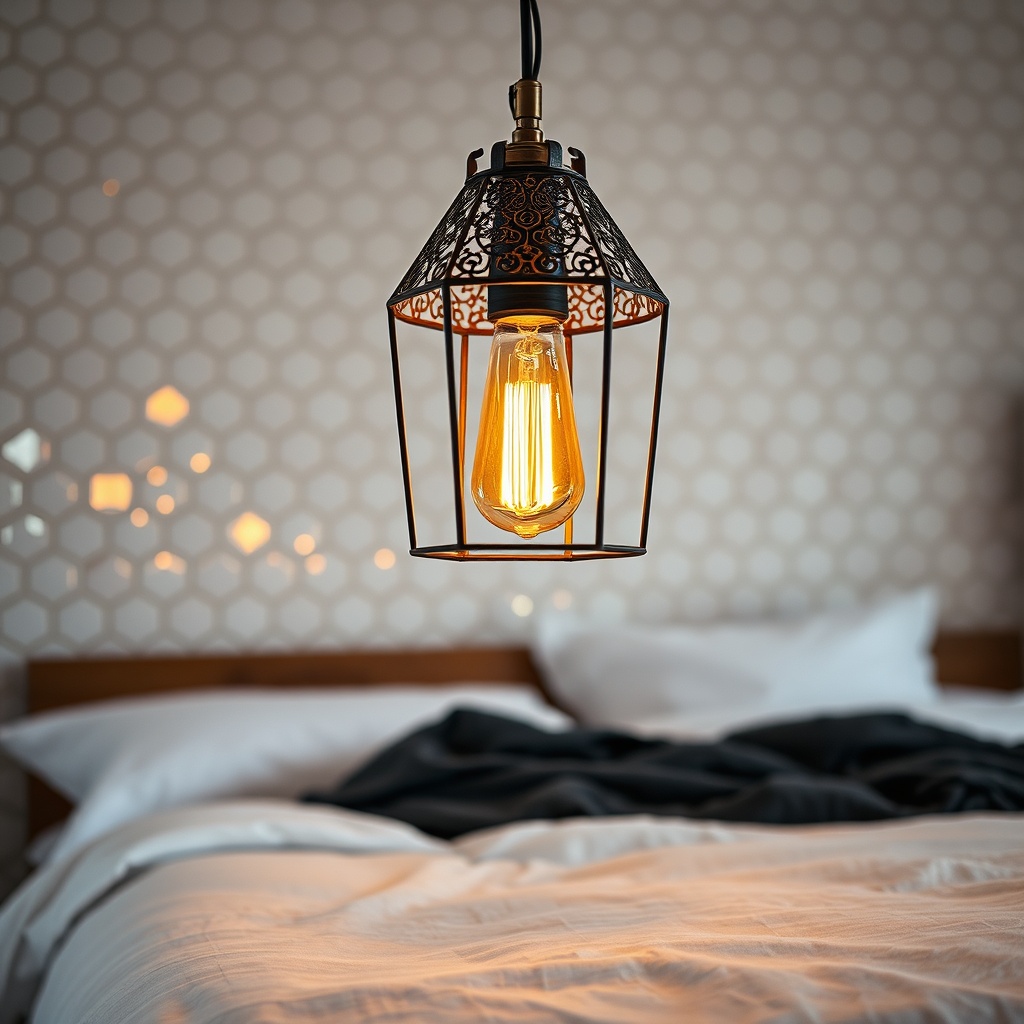 Contemporary Moroccan interior design displaying unglazed zellige tile textures paired with smart lighting and earthy saffron accents in a modern bedroom.